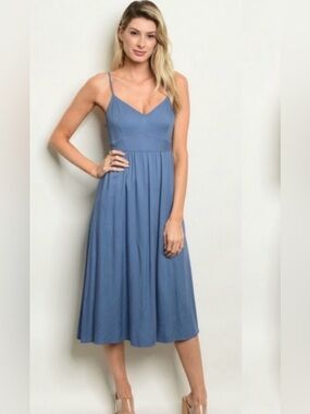 💙New Adorable Fit And Flare Lined Spring Summer Midi Dress💙